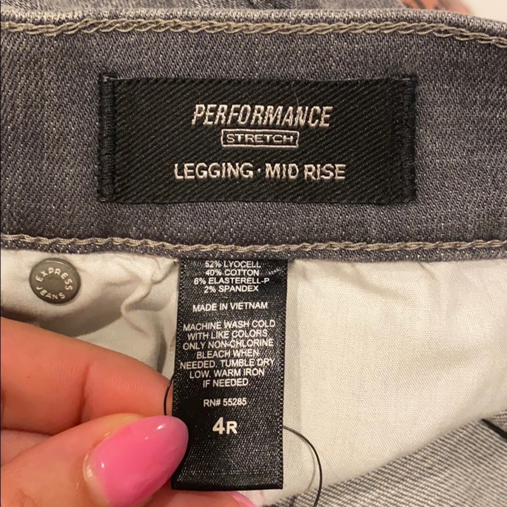 Express Performance Legging Mid Rise Jeans Grey 4 - Picture 6 of 7